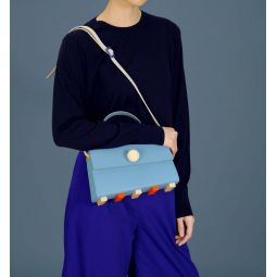 Mini Trapezoid Satchel Bag with Strap - Light Blue