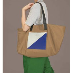 The Square Reversible Tote Bag - Tan/Blue