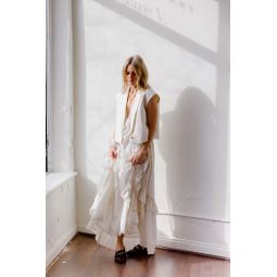 Gleam Maxi Dress - White/Gold Lurex