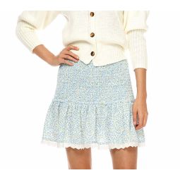 Petite Floral Ruffle Skirt - Blue Multi