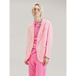 Linen Washed Out Tailored Blazer - Pink