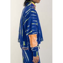 abacaxi Tie Dye Half Zip Pullover - Blue/Lime Green