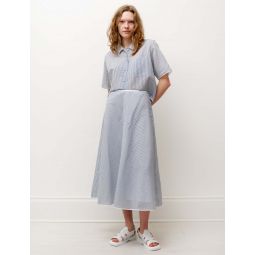 Womens Bias Skirt Organza - Blue/White Stripes
