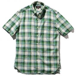 BEAMS PLUS B.D. Short Sleeve Indian Madras Shirt - Check Green