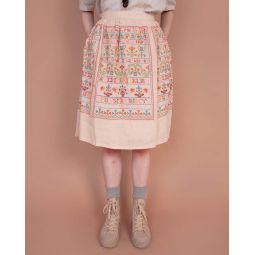 Sampler embroidery skirt - Beige