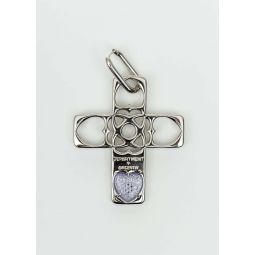 Single Hearts Cross Earring - Purple/Silver