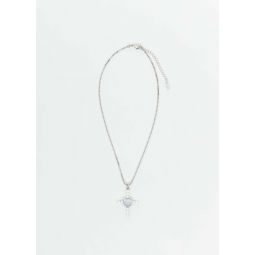 Heart Rhinestone Cross Necklace - Silver/Purple