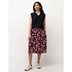 Floral Layered Skirt - Navy/Red