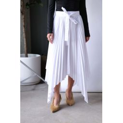 Pleated Apron Wrap Skirt - White