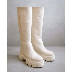 Katiuska Leather High Boot - Off-white