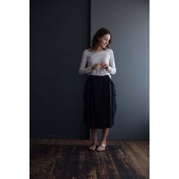 Double Layer Linen Skirt - Black