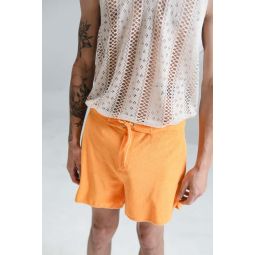Cotton Terry Drawstring Board Shorts - Mandarin