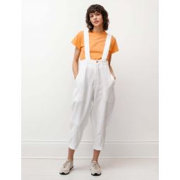 Poly Twill Suspender Trousers - White