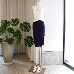 Vista Ribbed Cotton Skirt - Purple