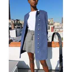 Pearl Button Coat - Navy