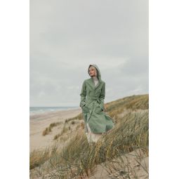 Recycled Materials Flare Raincoat - Olive