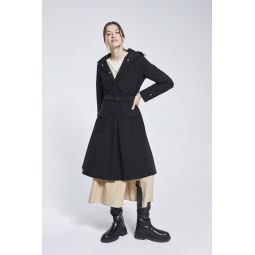 Recycled Materials Flare Raincoat - Black