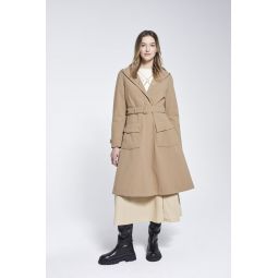 Recycled Materials Flare Raincoat - Sand