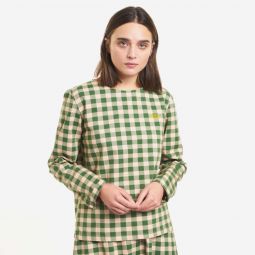 Woman Checked Flared Blouse - Green
