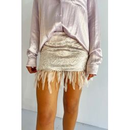 Feather Mini Skirt - Blush Jacquard