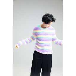 Fuzzy Wavy Stripe Sweater - Multicolor