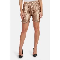 Relax Twisted Cuff Harem Shorts - Rose Gold