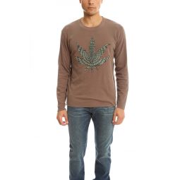 Embroidered Leaf Tee Brown