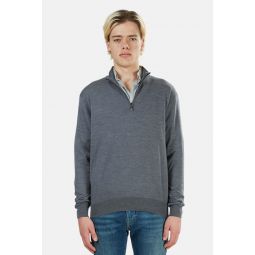 Mock Neck Half Zip Sweater - Grey