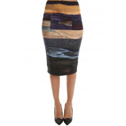 Color Block Skirt - Grey/Blue