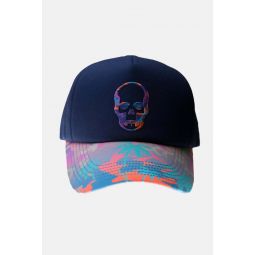 Skull Embroidered Cap - Blue