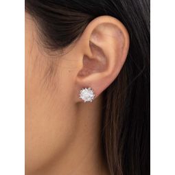 Single Rhinestone Snow Earring - Silver