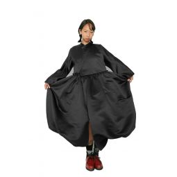 Poly Satin Thick Dress - Black