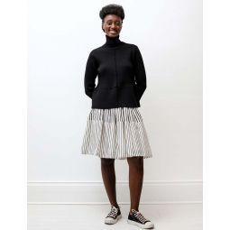 Womens Gathered Skirt Double Stripe Print