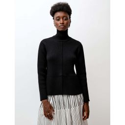 Womens Turtleneck Sweater with Flounce - Black