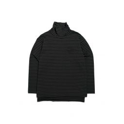PC Stripe Jersey High Mock Shirt - Charcoal Black