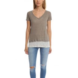 Double Layer V-Neck Tee - Army Carrare