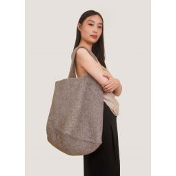 Wool Knit Bucket Bag - Grey
