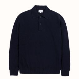 Marco Lambswool Polo Sweater - Dark Navy