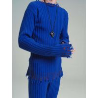 Wool Soft Ribbed Mending Sweater - Astral Blue