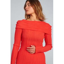 Shoulder Overlay Dress - Chili