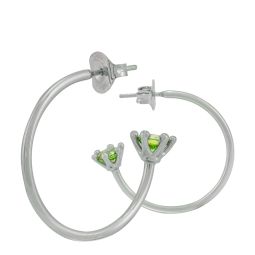 Solitaire Hoops - Silver/Green