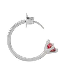 Solitaire Hoop Ring - Silver/Pink