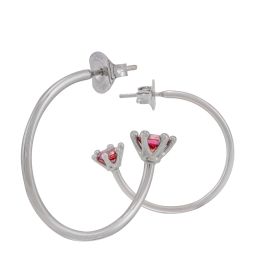 Solitaire Hoops - Silver/Pink