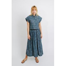 Annecy Cropped Top - Blue Thistle/Bone Eyelet
