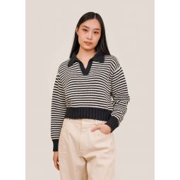 Micro Stripe Venezia Polo Sweater