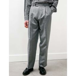 Mens Classic Trousers - Light Grey Herringbone