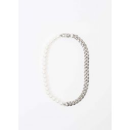 Mix Chain Necklace - Silver/Pearl