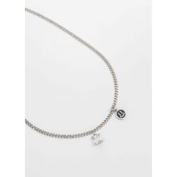 Silver Black Smily and Stone Necklace - Silver