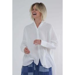 a mente Collarless loose fit long sleeve shirts - white
