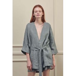 A Mente Linen Robe Jacket - Charcoal